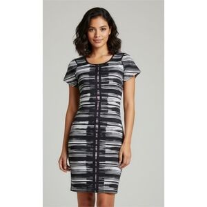 MARC New York Scoop Neck Striped Stretchy Mini dress Black & White Size 2